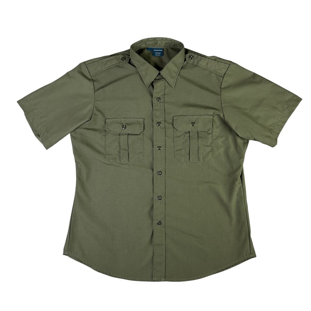 Propper Ripstop Tactical Shirt Mens L Olive Drab Short Sleeve Military Utility